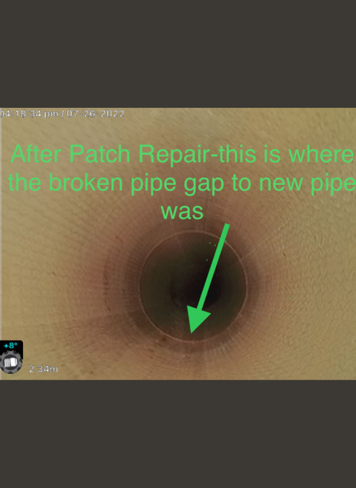 CCTV footage of pipe relining job to connect broken pipe