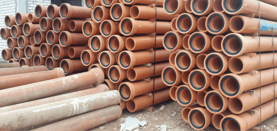 Stacks of clay pipes