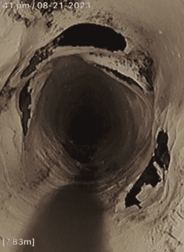 Damaged sewer pipes in milton ready to be relined