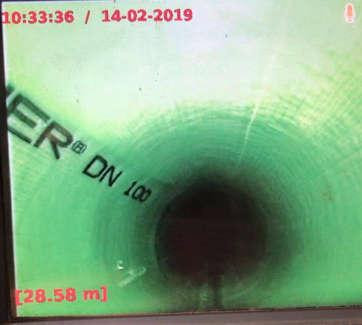 CCTV drain inspection of repaired pipe using pipe relining