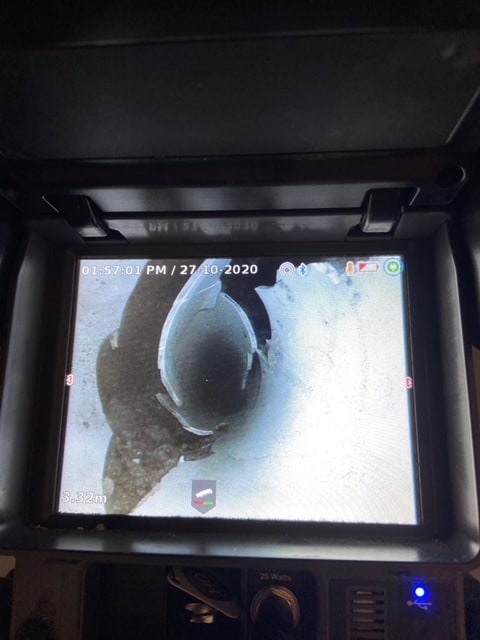 CCTV drain inspection of damaged pipe Brisbane
