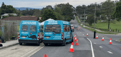 emu pipe relining vans at a pipe relining job in brisbane