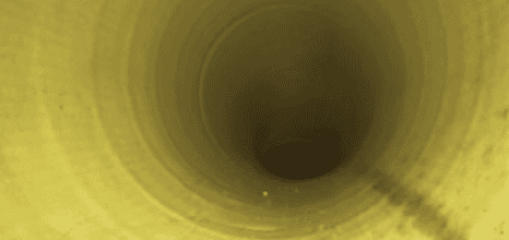 Inside view of relined sewer pipe