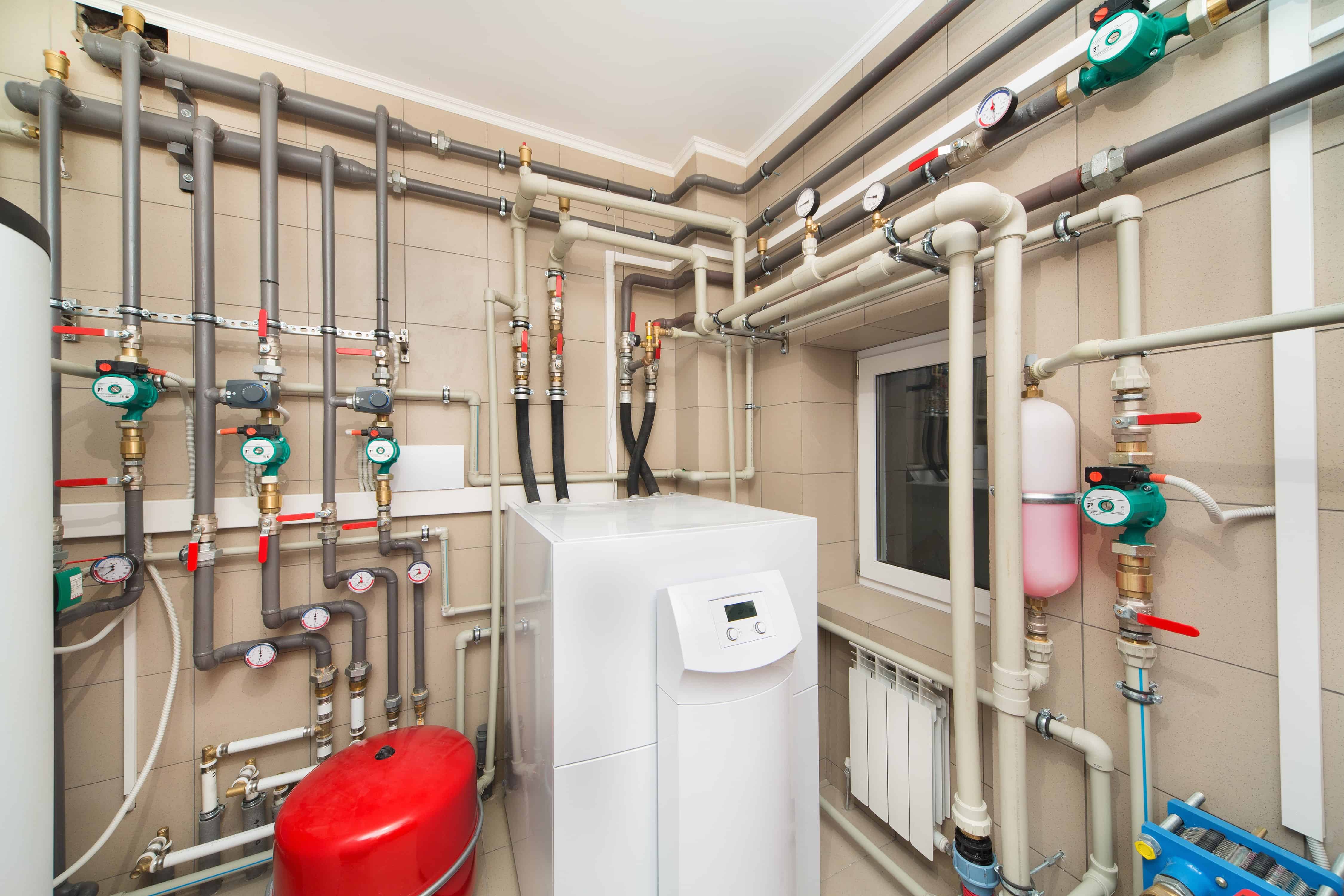 hot water system room in apartment building